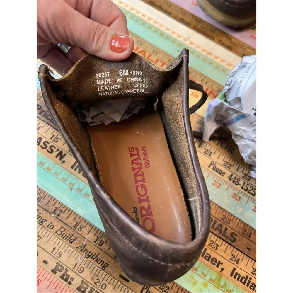 Clarks Originals Wallabee Shoes Brown Leather Women US 6 EU 36 Classic
